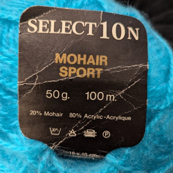Yarn Select10N Mohair Sport Acrylic Blend Turquoise Blue Lot Of 2 Skiens - Picture 3 of 5